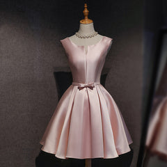 Pink Satin Short Party Dress , Lovely Satin Homecoming Dress