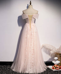 Pink Tulle Lace Long Prom Dress Pink Tulle Lace Formal Dress