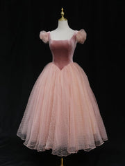 Pink tulle short prom dress pink tulle homecoming dress