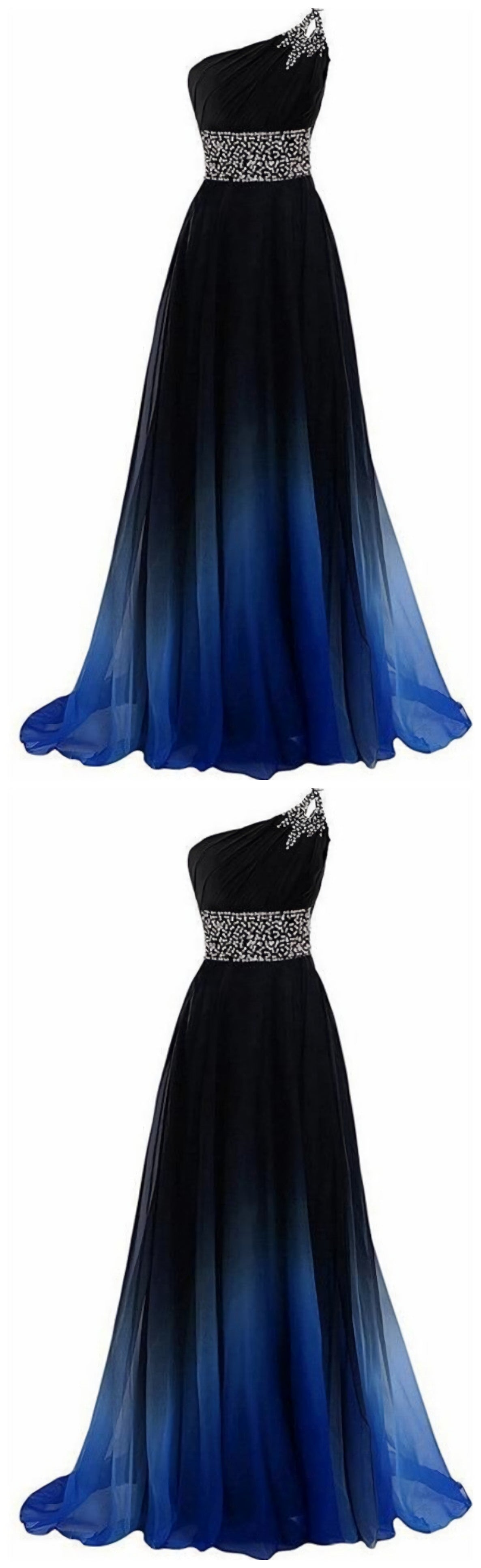 New Arrival One Shoulder Beaded Long Prom Dress, Custom Made Women Party Gowns