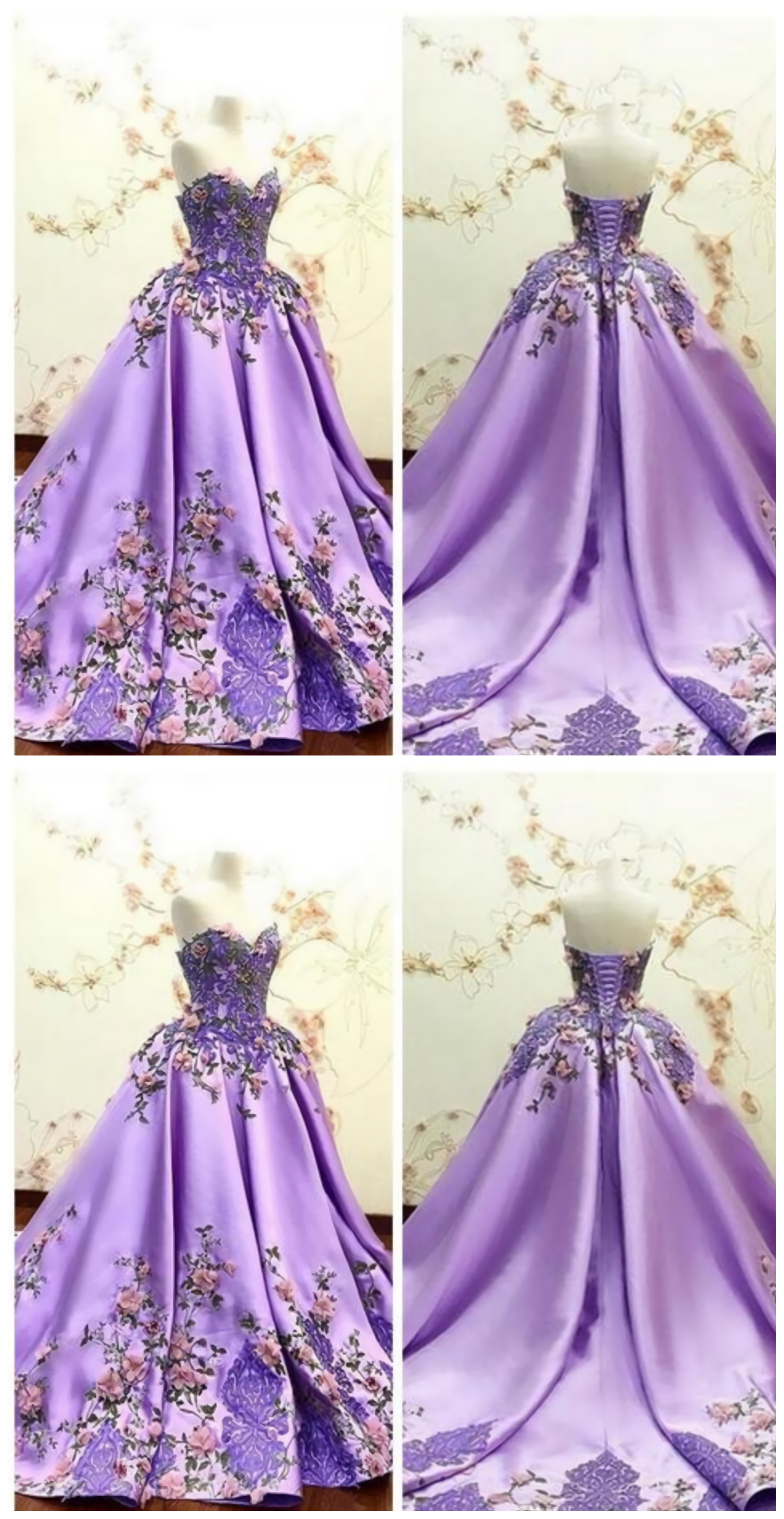 Beautiful Sweetheart 3D Flowers Adorned Prom Dresses, Embroidery Satin Lace Appliques Bandage Formal Special Occasion Evening Party Gowns