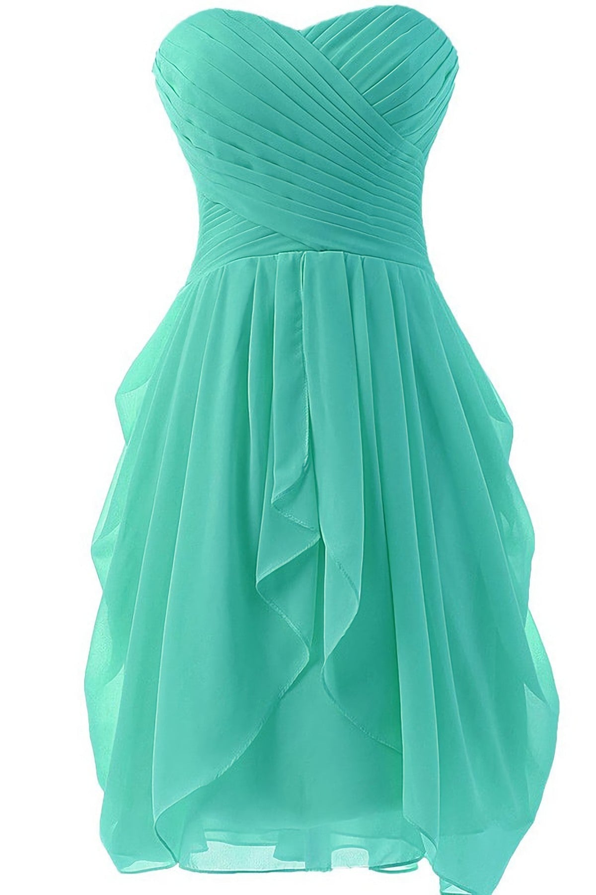 Mint A Line Sweetheart Ruffles Short Front High Low Cheap Short Prom Dresses