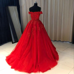 Red Off Shoulder Gorgeous Prom Dress, Lovely Formal Gowns , Party Dresses