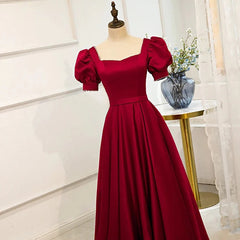 Red Puff Sleeve Prom Dress / Red Bridesmaid Dress / Victorian Dress