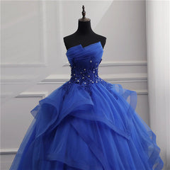 Royal Blue Lace Prom Dresses, Royal Blue Lace Formal Graduation Dresses