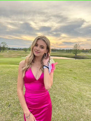 Sexy Mermaid Long Hot Pink Prom Dress 22th Birthday Outfits