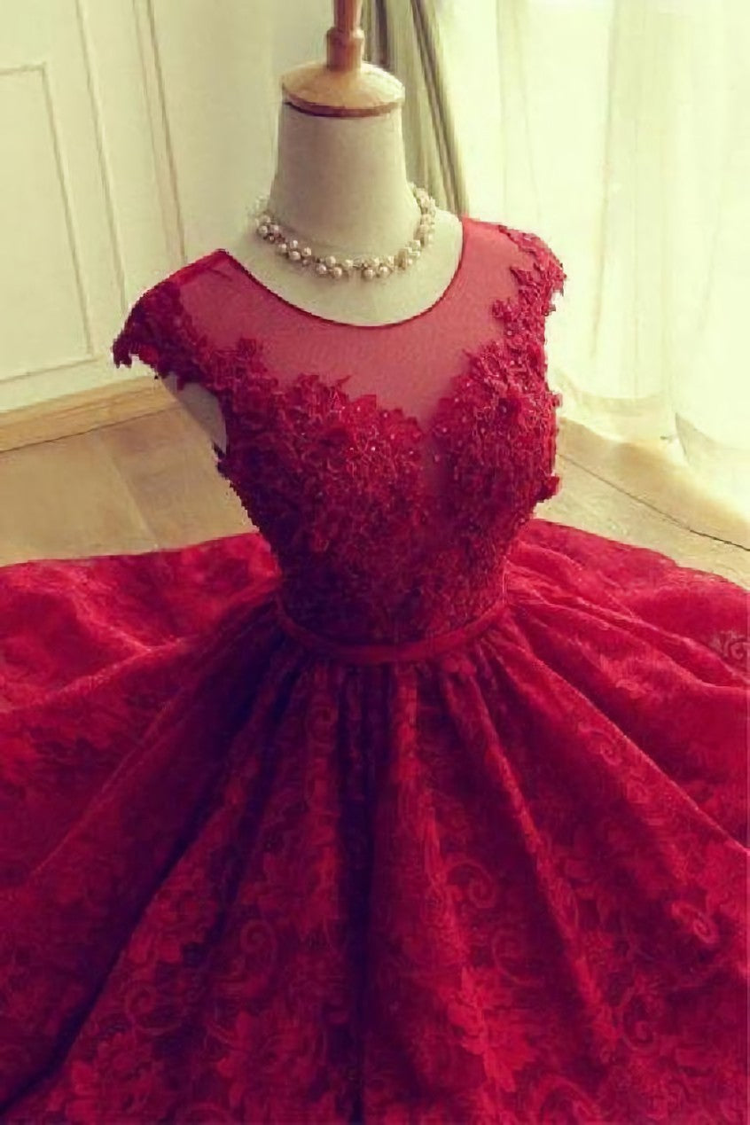 Short homecoming Dress, Lace Dress, Red Sexy Party Dress