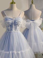 Short Off the Shoulder Light Blue Prom Dresses, Light Blue Formal Homecoming Dresses