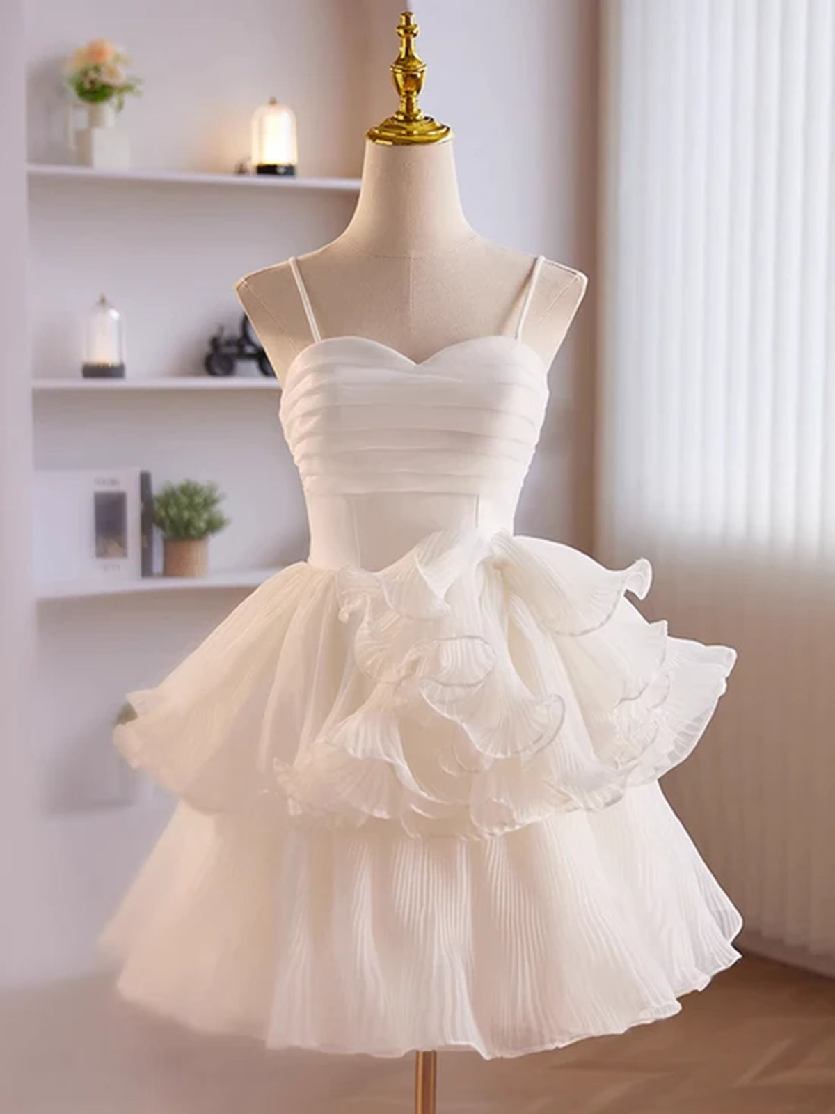 Short White Tulle Prom Dress, Short White Tulle Formal Homecoming Dresses