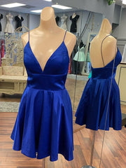 Simple A Line V Neck Short Prom Dresses, V Neck Short Formal Homecoming Dresses