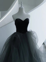 Sweetheart Neck Gray Tulle Long Prom Dresses Gray Tulle Long Formal Graduation Dresses