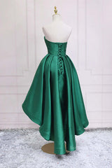 Sweetheart Neck Green High Low Prom Dresses, Green High Low Graduation Homecoming Dresses