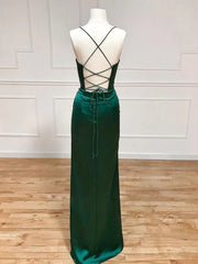 Sweetheart Neck Green Mermaid Long Prom Dresses, Green Long Formal Evening Dresses