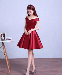 Burgundy Knee Length Prom Dress, Homecoming Dress