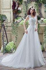 V-Neck A-Line Wedding Dresses