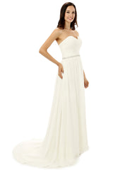 White Chiffon Sweetheart With Beading Pleats Bridesmaid Dresses